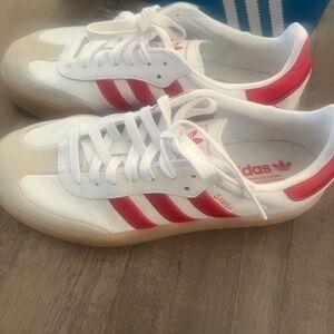 Adidas Samba White and Red Trainers